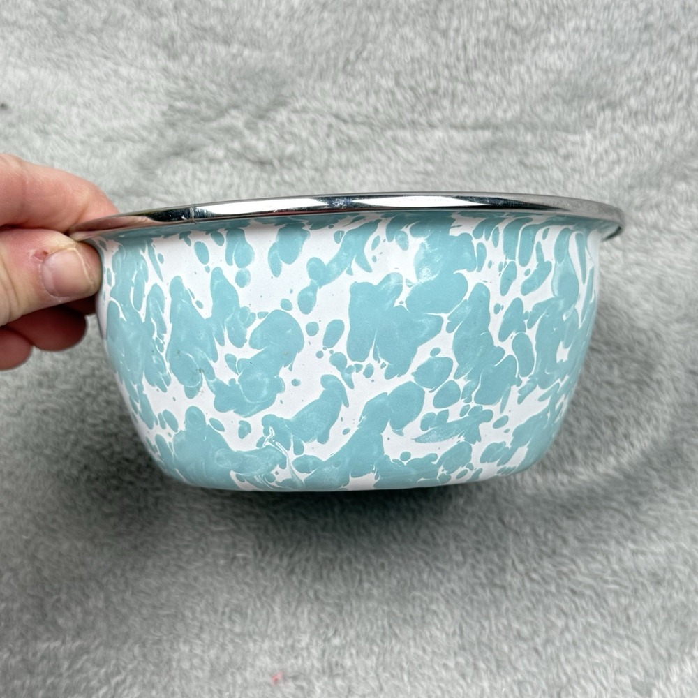 Golden Rabbit Enamelware 5" 4 oz Tasting Dish Tapas Bowl Aqua‎ Blue Camping NEW